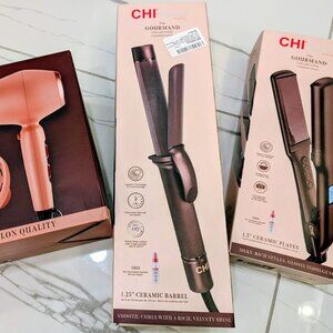 CHI Hair Tools Bundle NIB : 1.5" Flat Iron, 1.25" Curling Iron, Dryer - Gourmand